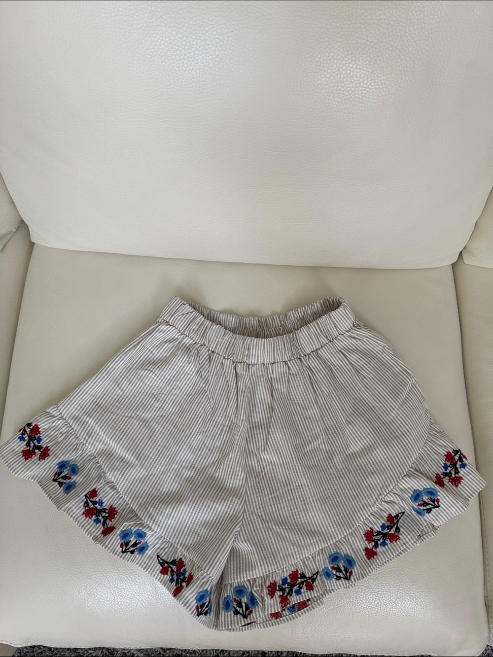 Caroline Constas White Striped Shorts with Red & Blue Floral Trim-size XS (BNWT) - Picture 3 of 8